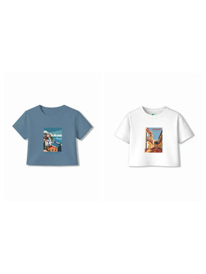 Bambify Kids T-Shirt Set Spanish & Italy White & Dusty Blue 9-10 Years bamboo cotton kids clothing India