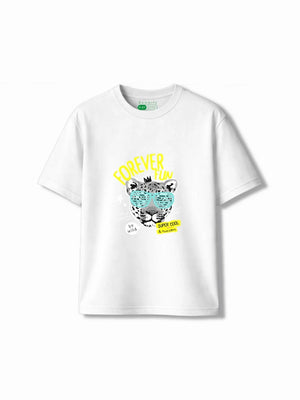 Bambify Kids T-Shirt Set Cheetah Fun & BMX Racing White & Yellow 7-8 Years bamboo cotton kids clothing India