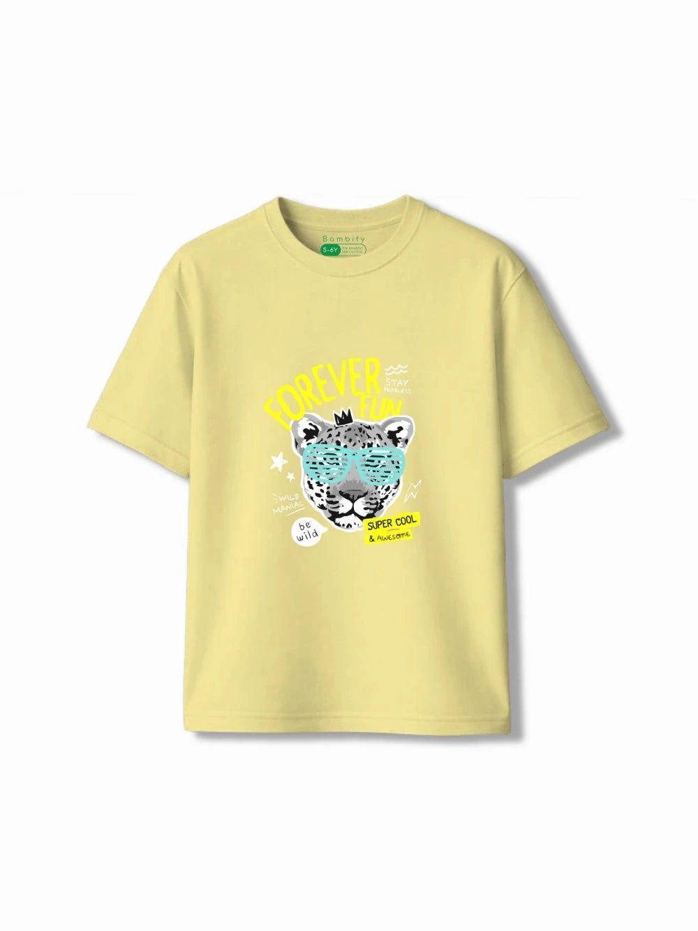 Bambify Kids T-Shirt Set Taekwondo & Cheetah Fun White & Yellow 9-10 Years bamboo cotton kids clothing India