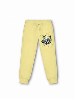 Bambify Kids Bottom 2 Piece Set Super Fast (Track with Belt) & Super Fast (Shorts with Belt) Yellow & Light Blue 5-6 Years bamboo cotton kids clothing India