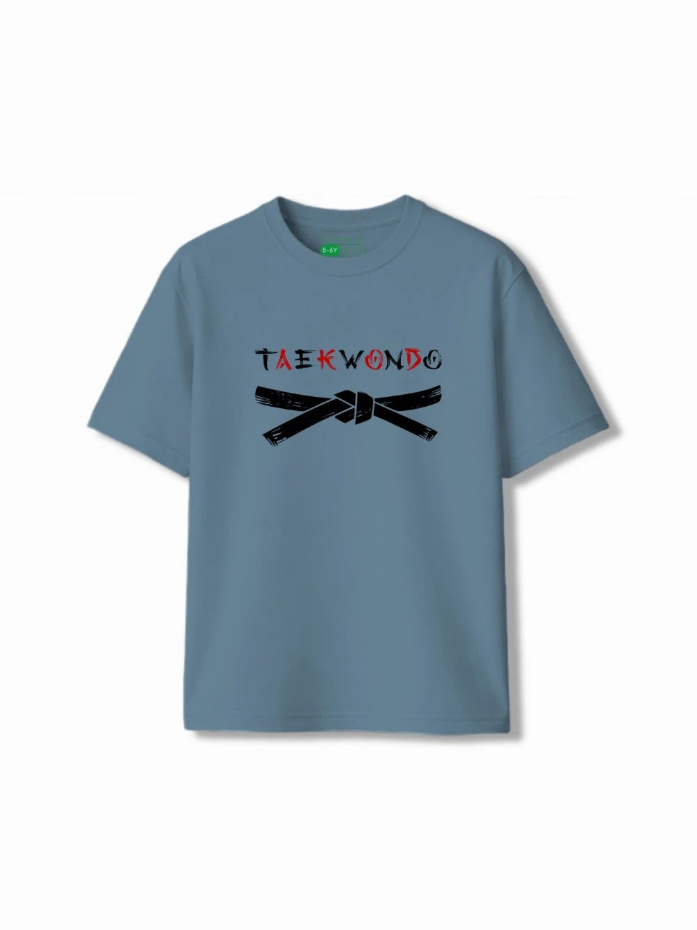 Bambify Kids T-Shirt Set Taekwondo & Cheetah Fun Dusty Blue & White 9-10 Years bamboo cotton kids clothing India