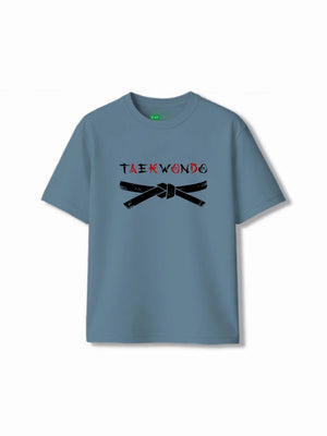 Bambify Kids T-Shirt Set F1 Racing & Taekwondo White & Dusty Blue 7-8 Years bamboo cotton kids clothing India