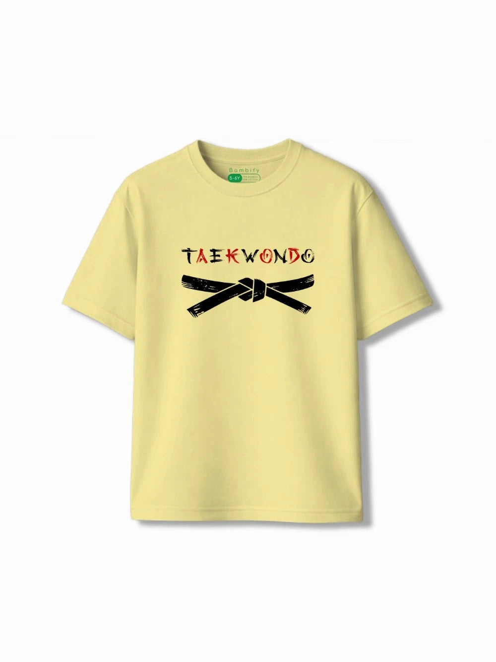 Bambify Kids T-Shirt Set Cheetah Fun & Taekwondo White & Yellow 5-6 Years bamboo cotton kids clothing India