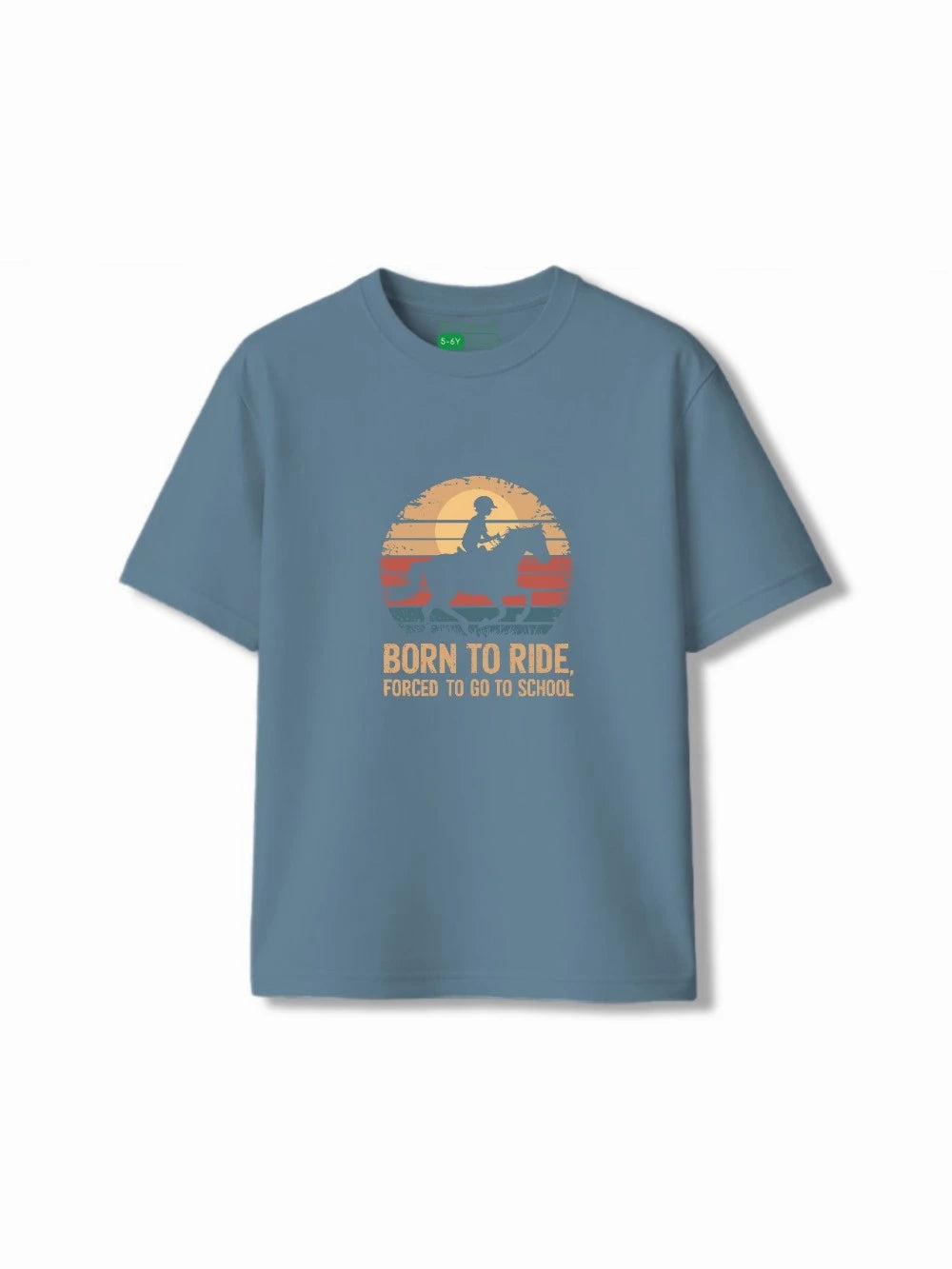 Bambify Kids T-Shirt Set Cheetah Fun & Born to Ride White & Dusty Blue 9-10 Years bamboo cotton kids clothing India