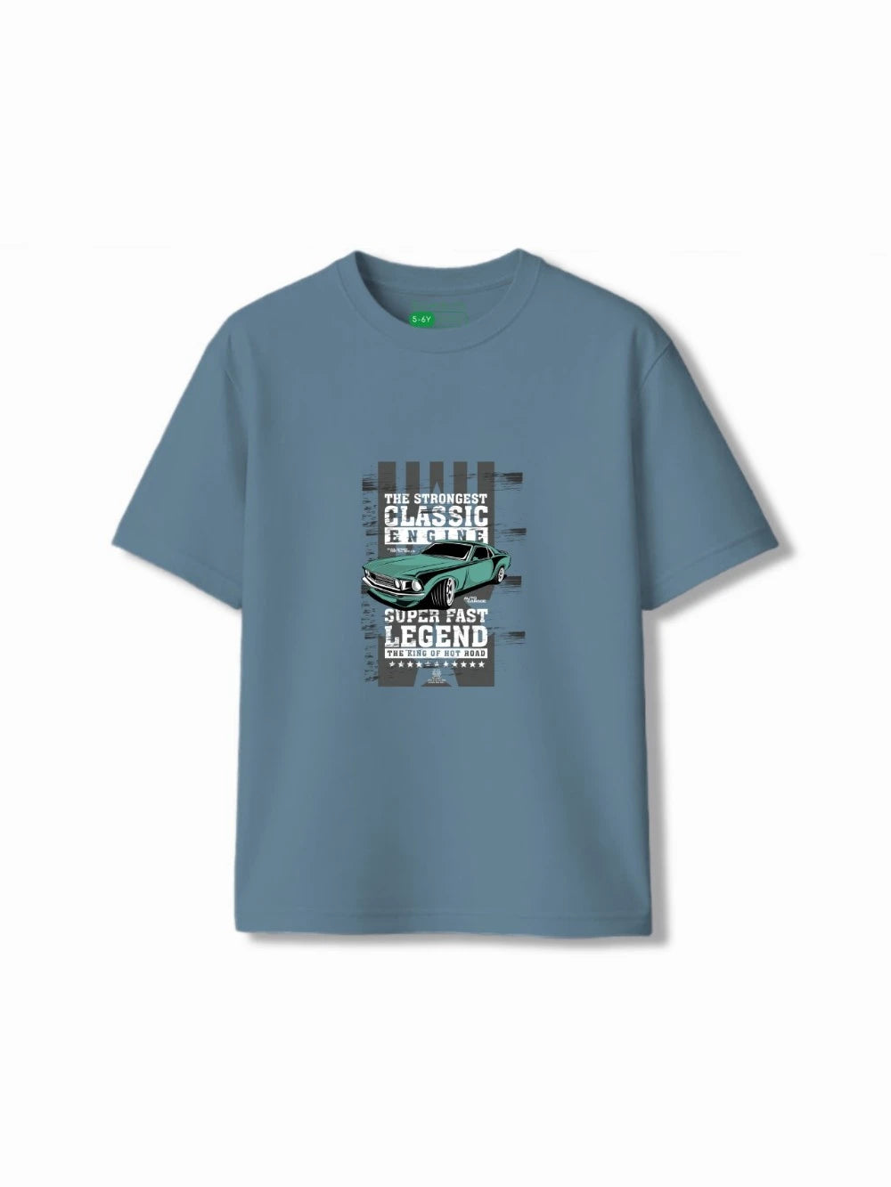 Bambify Kids T-Shirt Set Super Fast & The Lion Dusty Blue & Light Blue 3-4 Years bamboo cotton kids clothing India