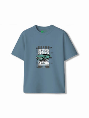 Bambify Kids T-Shirt Set Super Fast & The Lion Dusty Blue & Light Blue 3-4 Years bamboo cotton kids clothing India