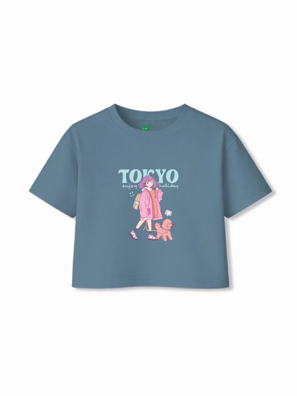 Bambify Kids T-Shirt Set Tokyo & Spanish Dusty Blue & Beige 9-10 Years bamboo cotton kids clothing India
