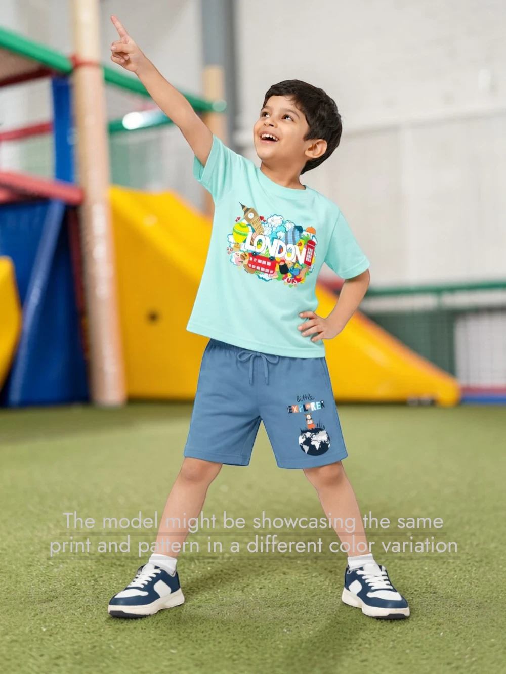 Bambify Kids Tshirt Set for Outdoor Adventures And Sports Days ‚ London Dusty Blue & Yellow Bamboo Cotton Bambify India Dusty Blue 9-10 Years bamboo cotton kids clothing India