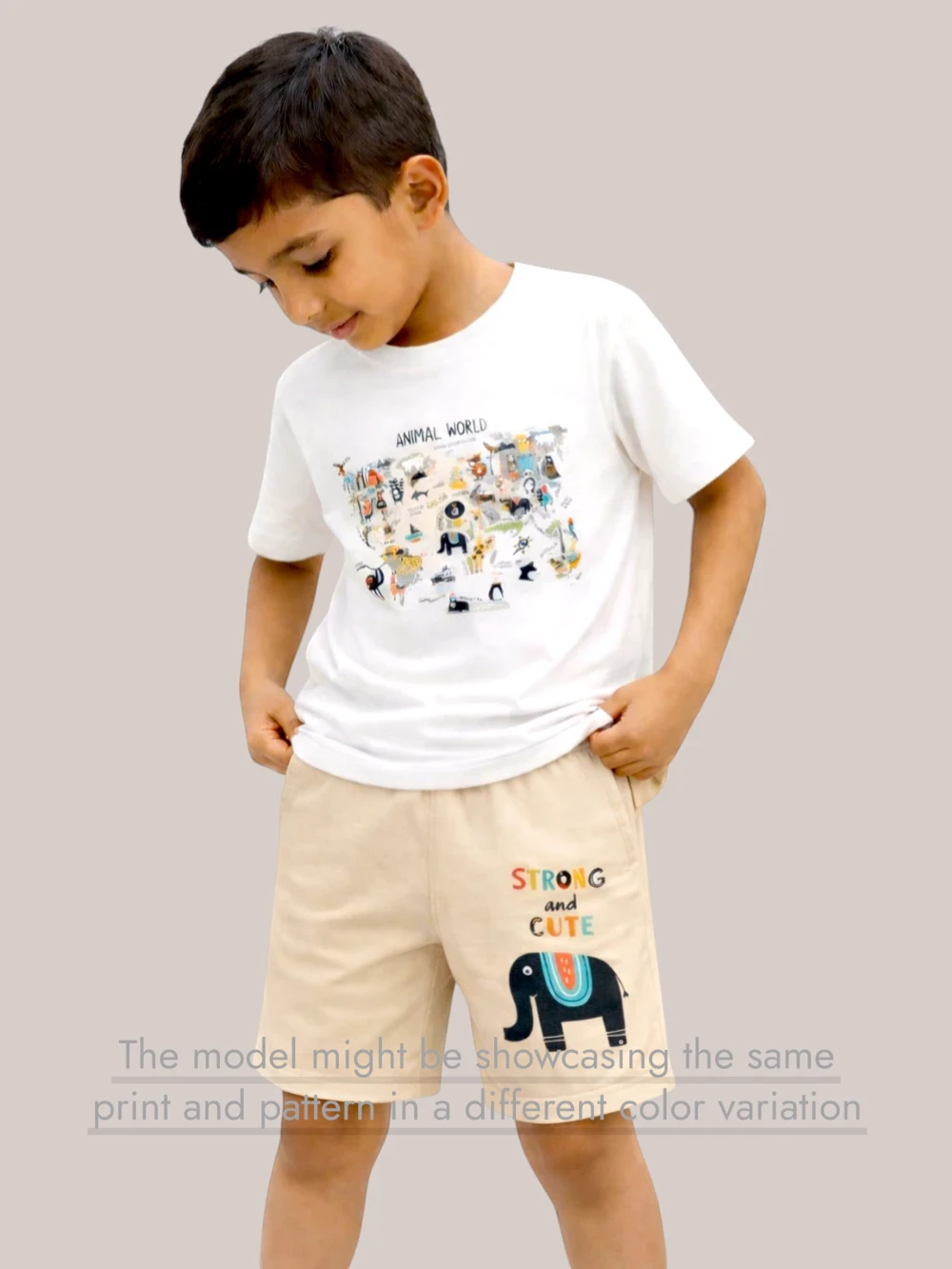 Bambify Premium Affordable Kids Shorts Set ‚ Animal World Dusty Blue & Yellow Bamboo Cotton Bambify India Dusty Blue 9-10 Years bamboo cotton kids clothing India