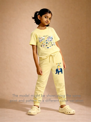 Bambify Skin Safe Gentle Kids T-Shirt & Joggers Set ‚ Animal World Light Blue & Dusty Blue Bambify India Light Blue 9-10 Years bamboo cotton kids clothing India