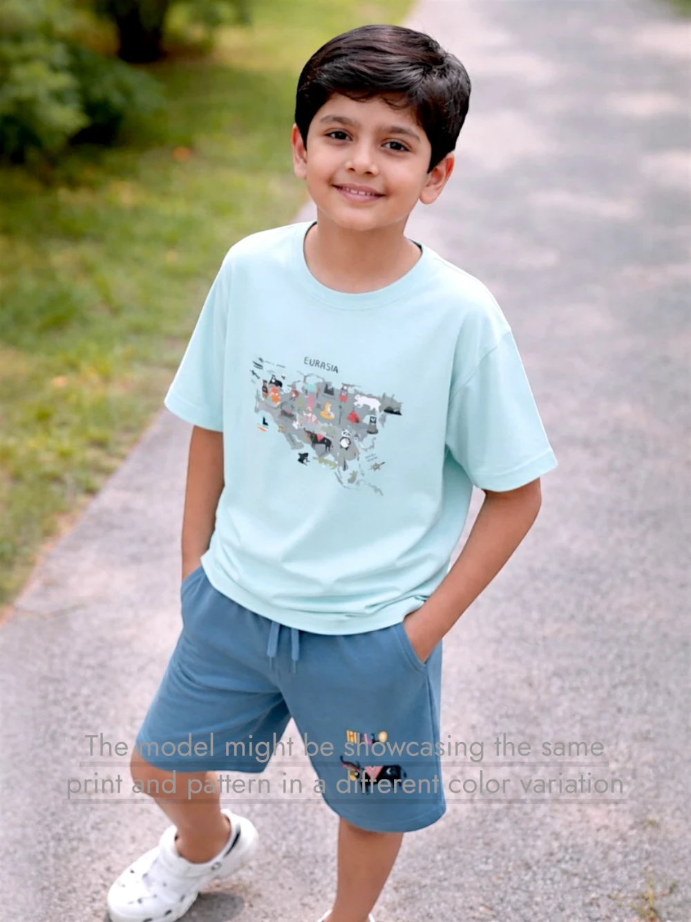 Bambify Moisture Wicking Quick Dry Drop Shoulder T-shirt & Shorts Set ‚ Eurasia Beige & White Bamboo Bambify India Beige 11-12 Years bamboo cotton kids clothing India