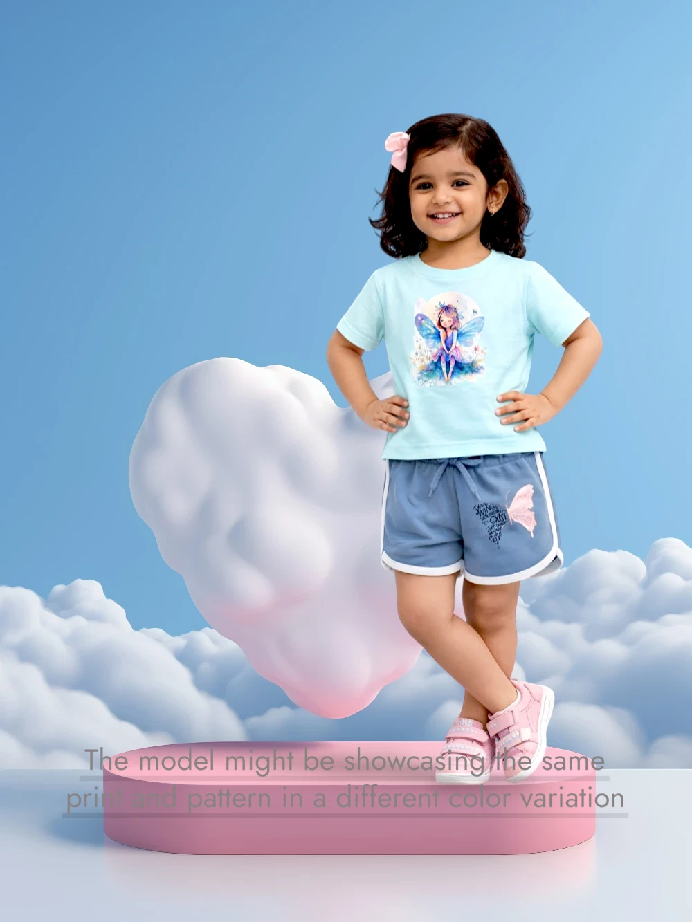 Bambify Eco Friendly Girls Crop Top & Shorts Set ‚ Angel Dusty Blue & Light Blue Bamboo Cotton Bambify India Dusty Blue 9-10 Years bamboo cotton kids clothing India