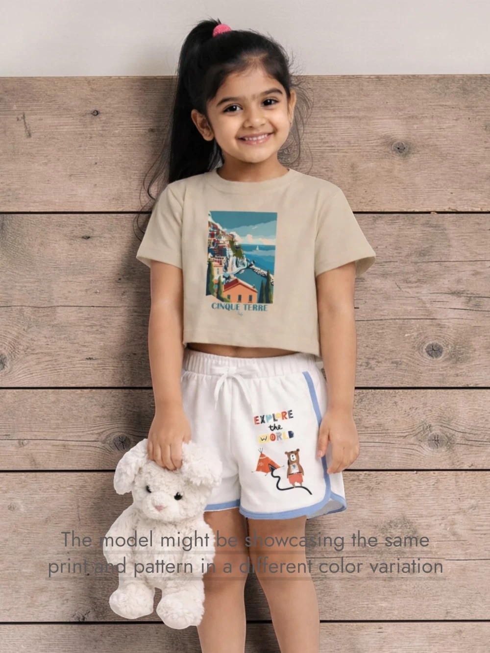 Bambify Skin Safe Girls Shorts & Crop Tshirt Set ‚ Italy Dusty Blue & Light Blue Hypoallergenic Bamboo Bambify India Dusty Blue 9-10 Years bamboo cotton kids clothing India