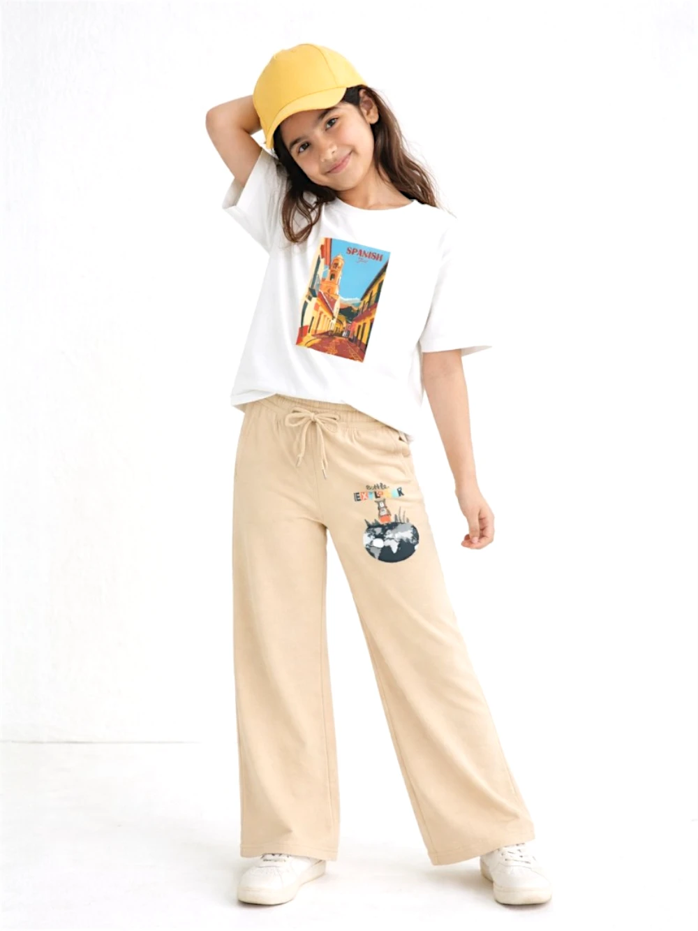 Bambify Stylish Girls Crop Set ‚ Spanish White & Beige Bamboo Cotton Bambify India White 9-10 Years bamboo cotton kids clothing India